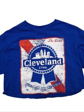 Cleveland Graphic Crop Tee - Royal Blue